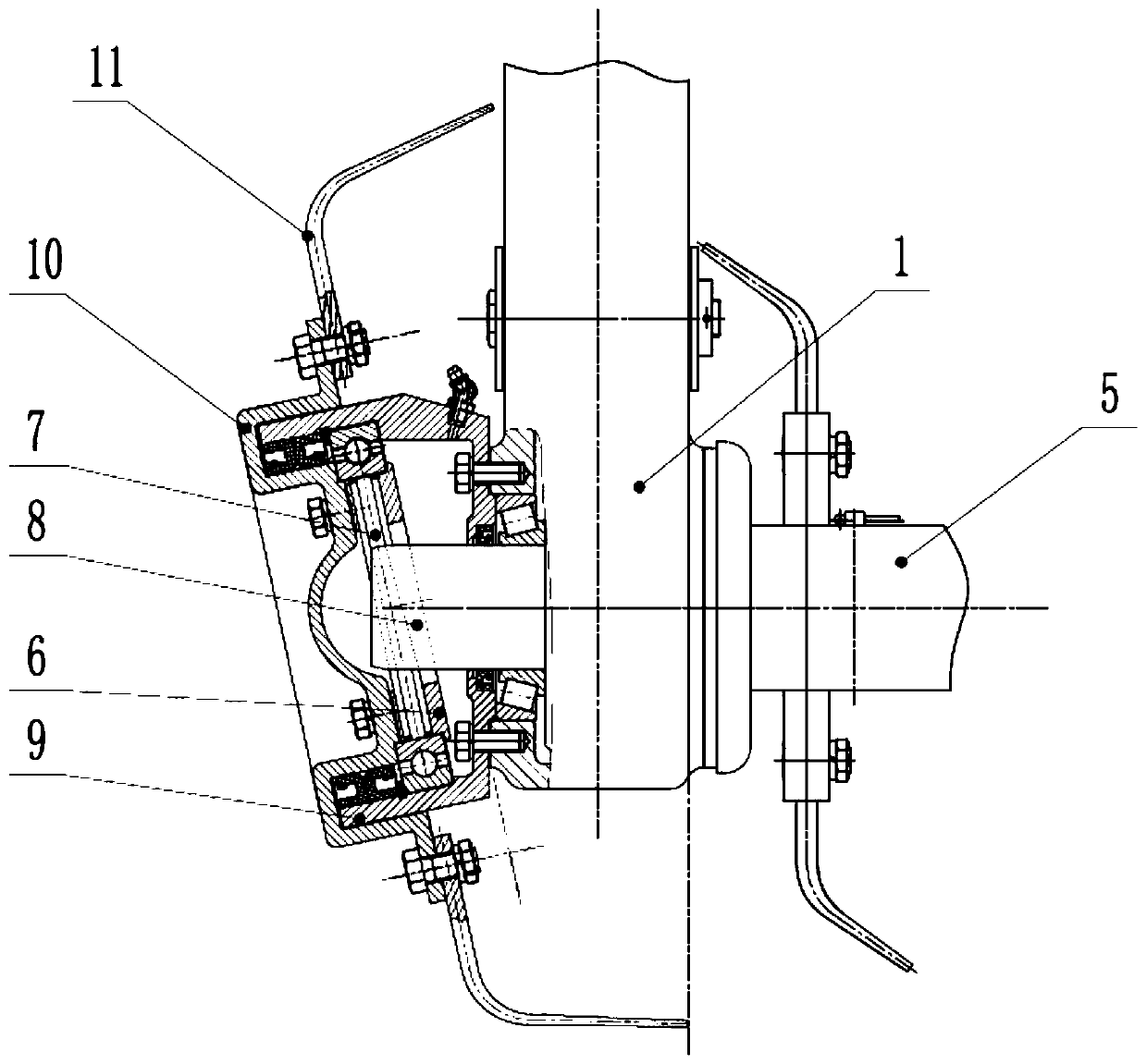 A device for realizing the transmission of the inclined cutter head of the rotary tiller