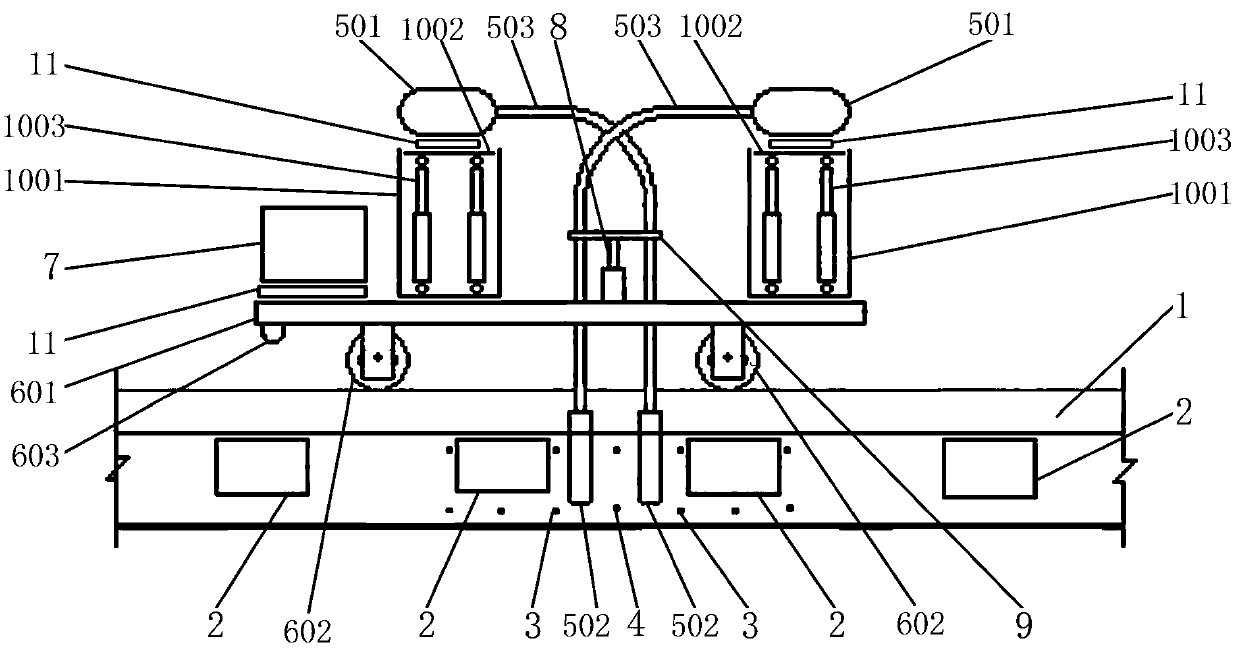 Concrete vibrating device for cast-in-place ballastless track bed construction