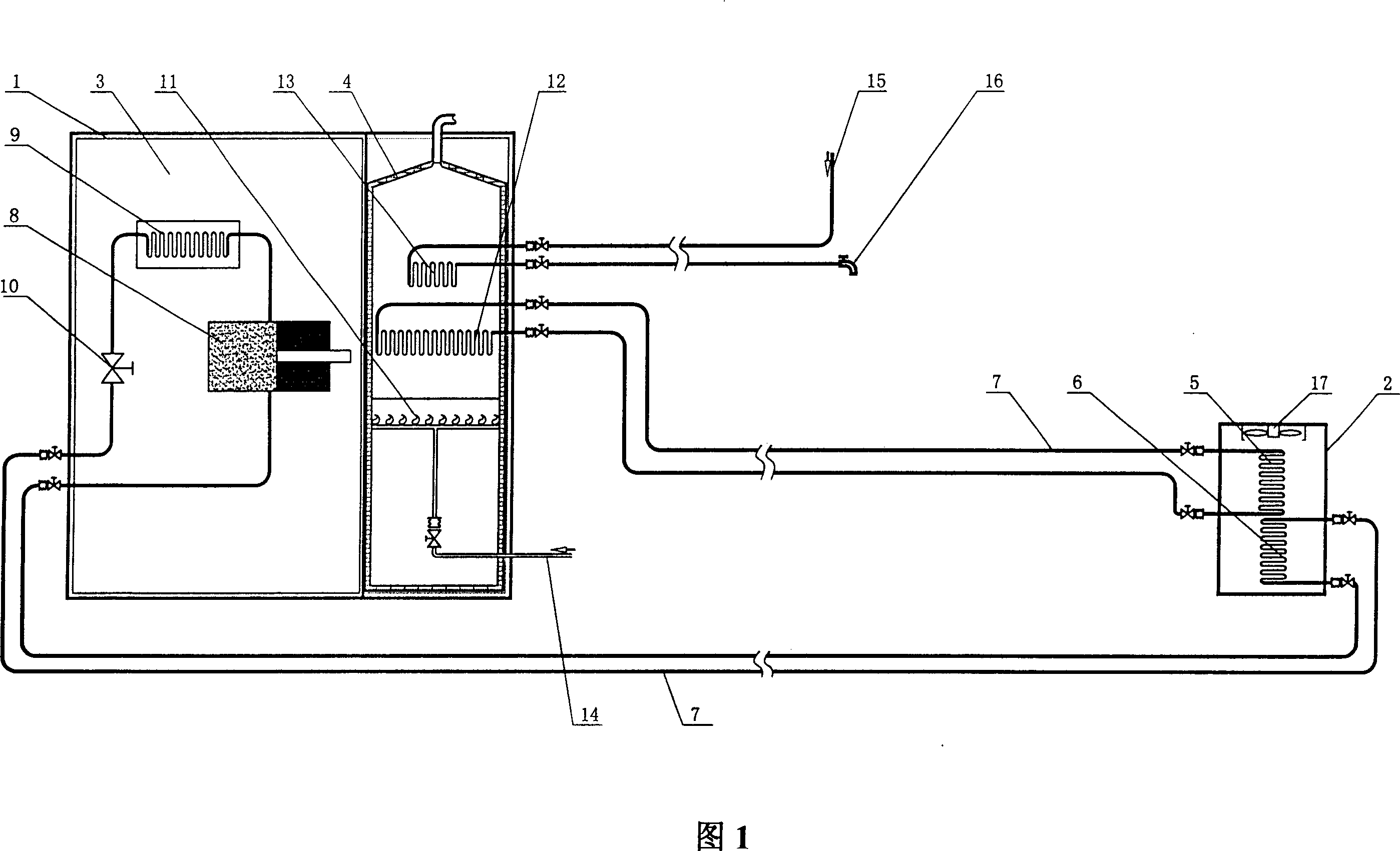 Electric power fuel gas double energy source central air conditioner and hot water system