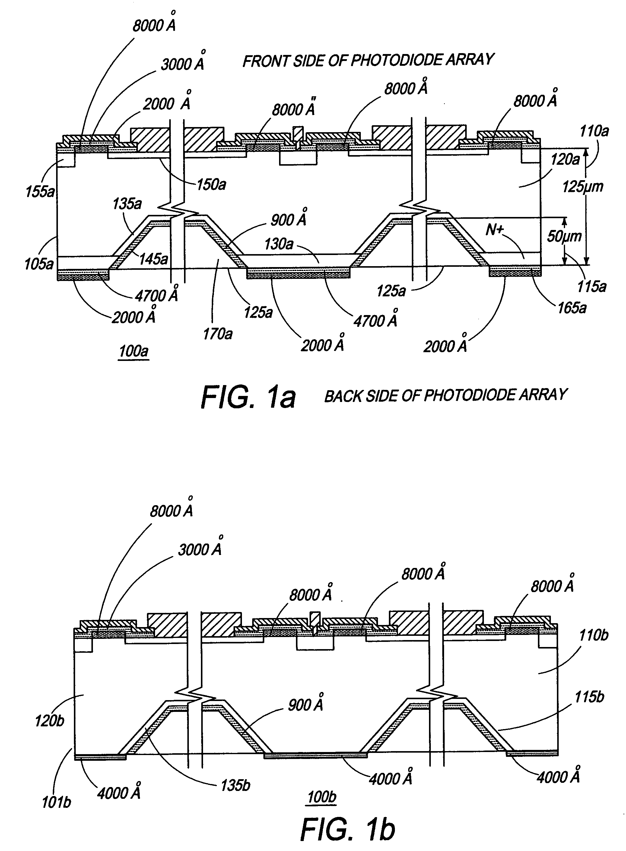 Thin wafer detectors with improved radiation damage and crosstalk characteristics