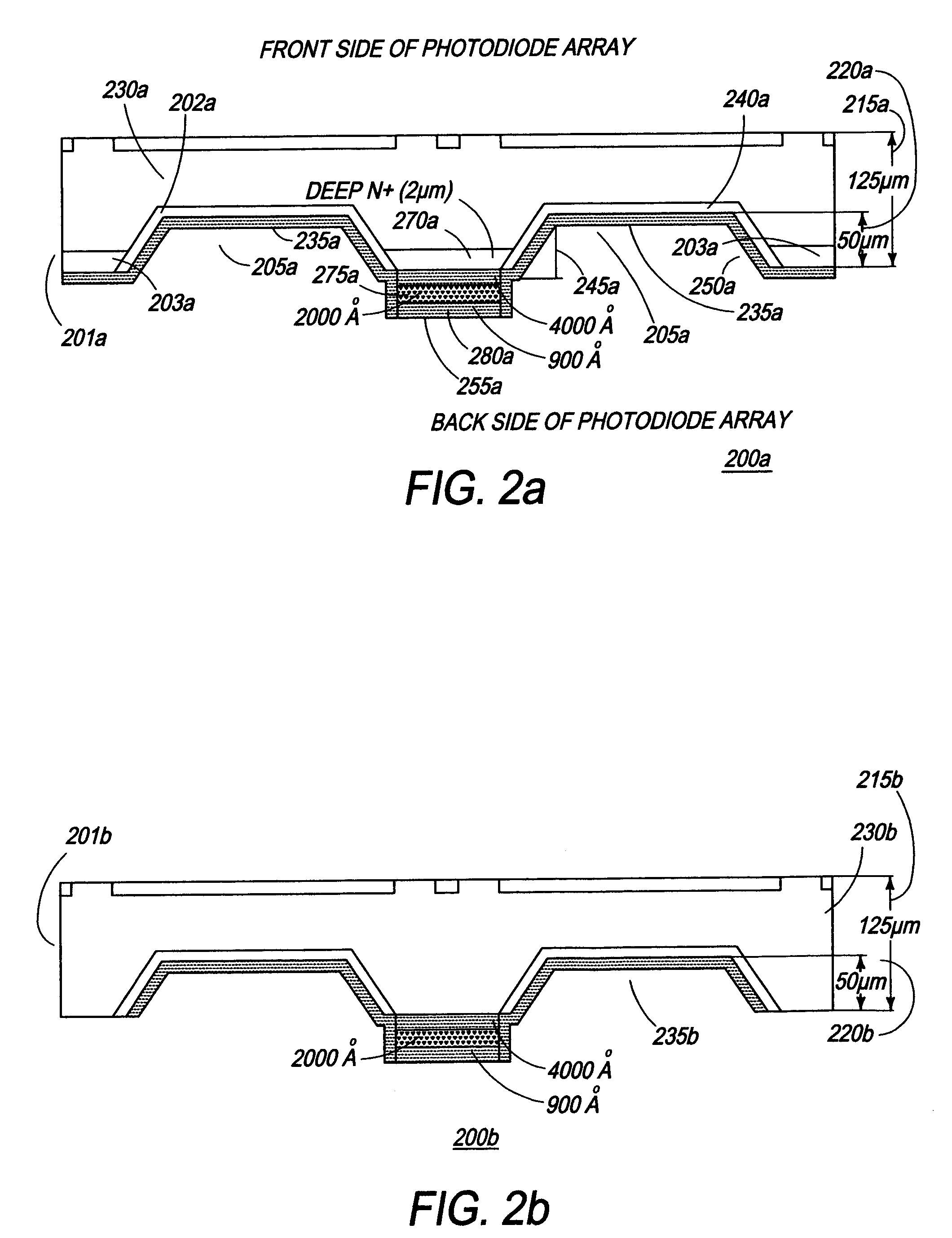 Thin wafer detectors with improved radiation damage and crosstalk characteristics