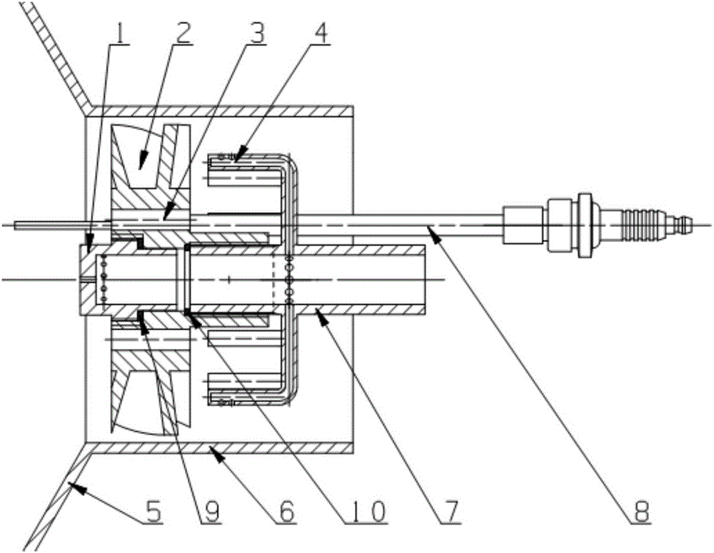 Premixing strong swirling flow flame diffusion burner