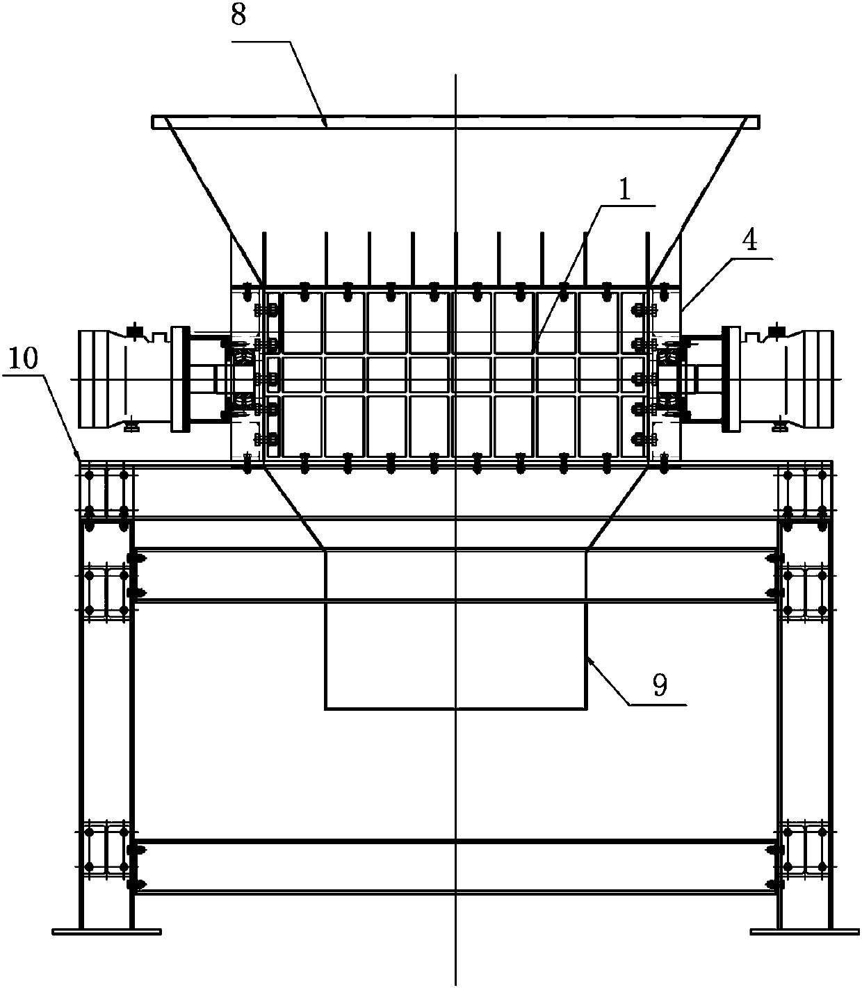 Crushing machine for cast iron wallboard