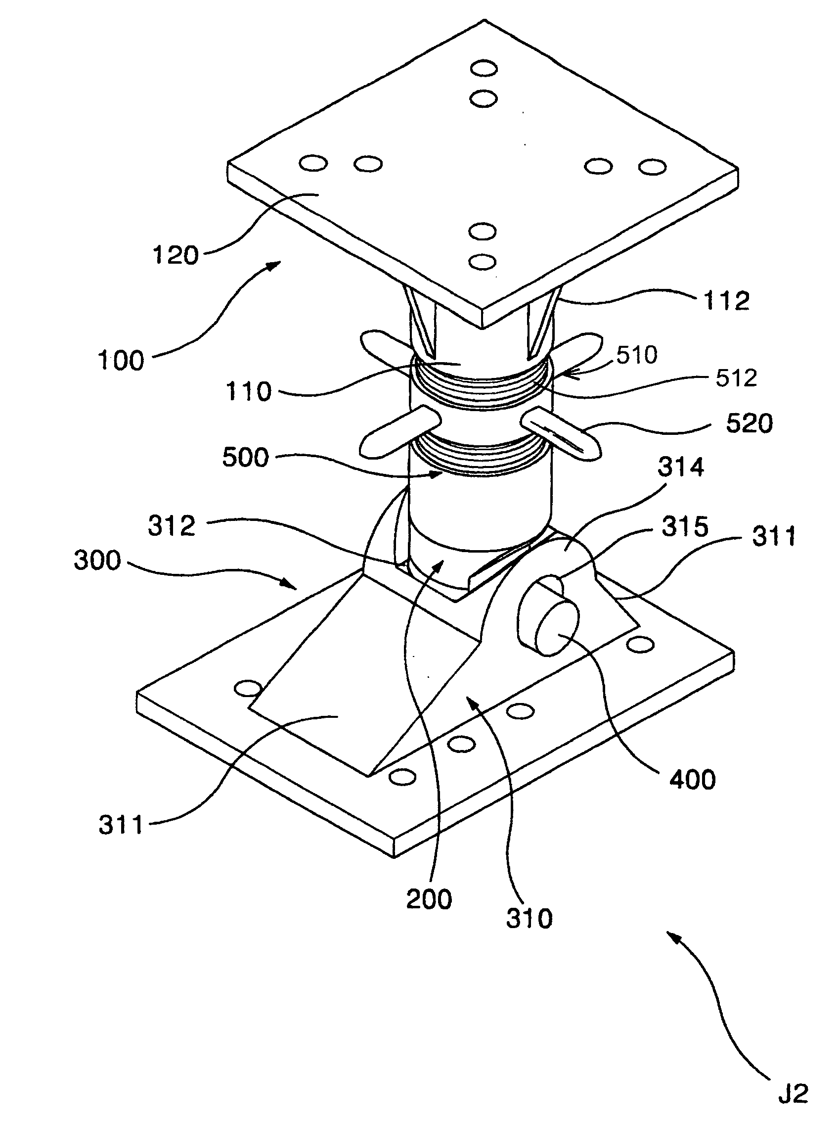 Screw jack for structures for easily adjusting its angle