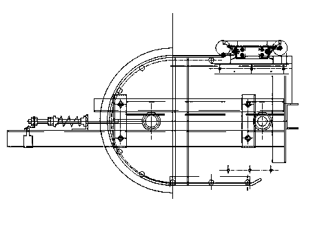 Moving pavement with biarc guide rail driving devices