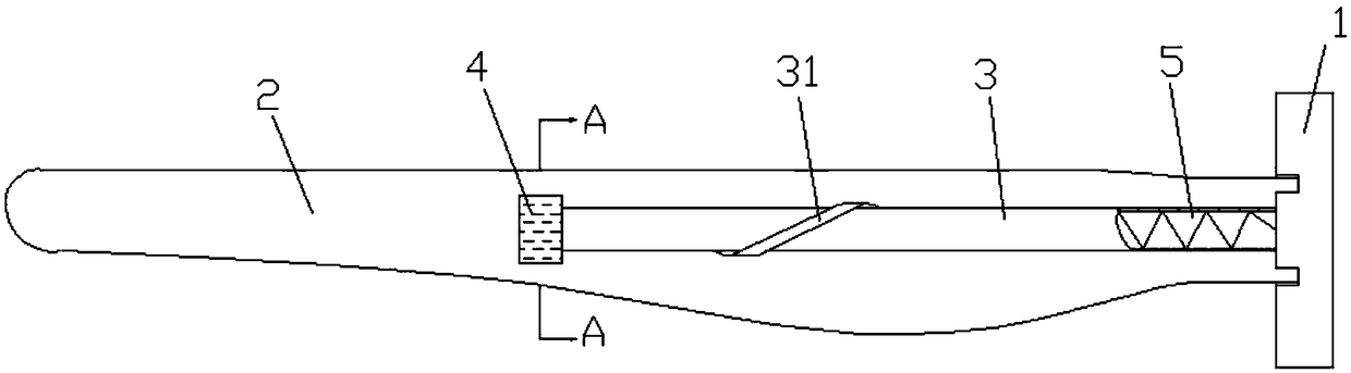 Horizontal shaft wind turbine blade self-adaptive elastic variable pitch device