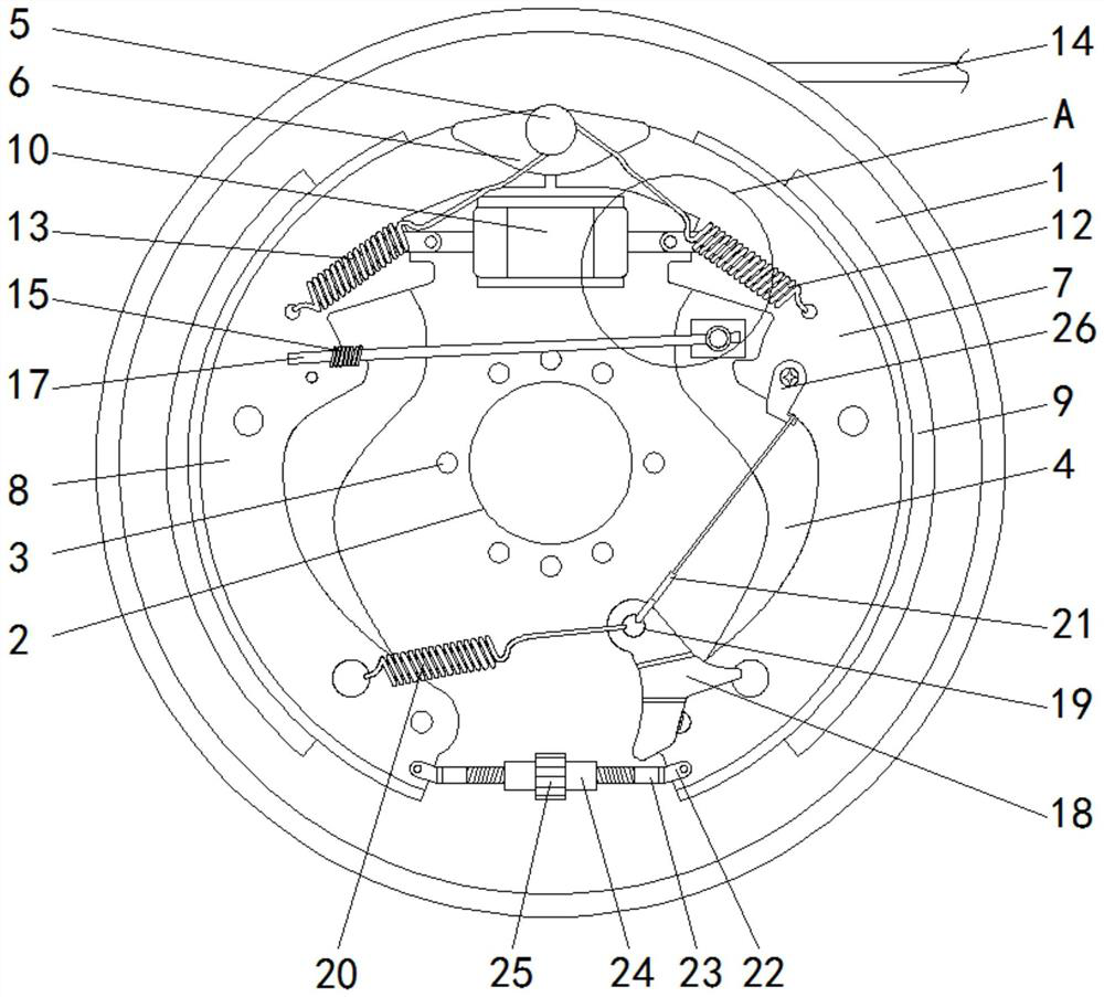 A drum brake with long service life and good safety performance