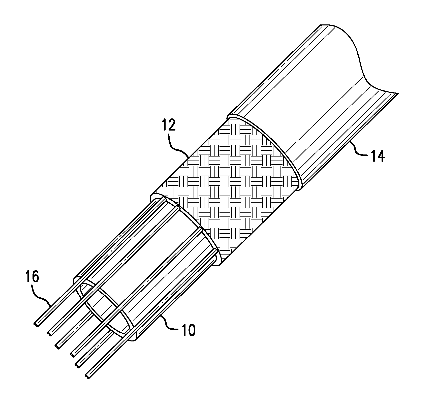 High pressure highly flexible, stable in length, thermoplastic hose and method of making the same