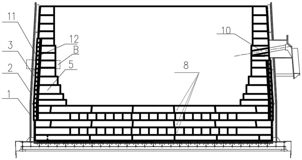 Blast furnace hearth masonry structure for eliminating blast furnace air gap