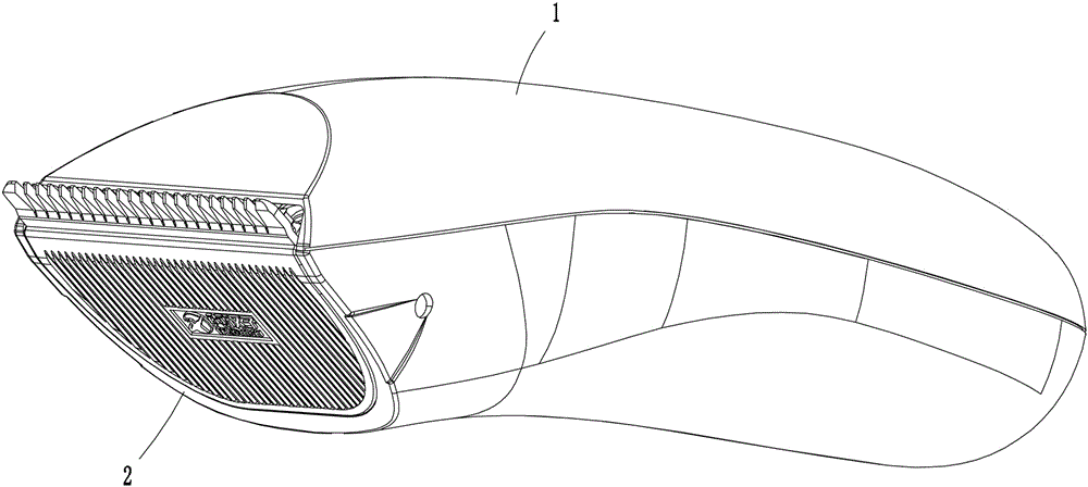 The connection structure between the head of the barber scissors and the host