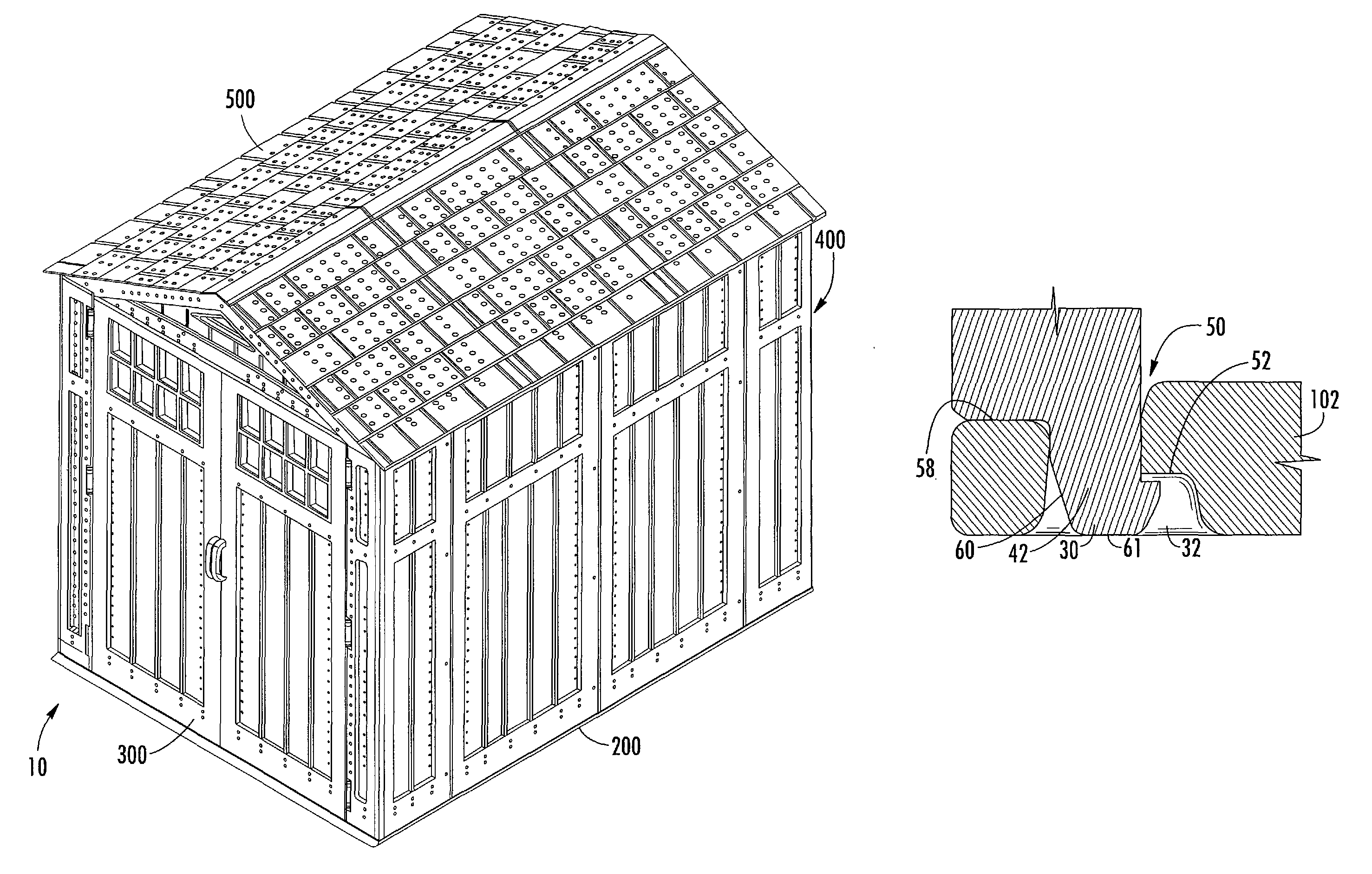 Blow molded modular shed