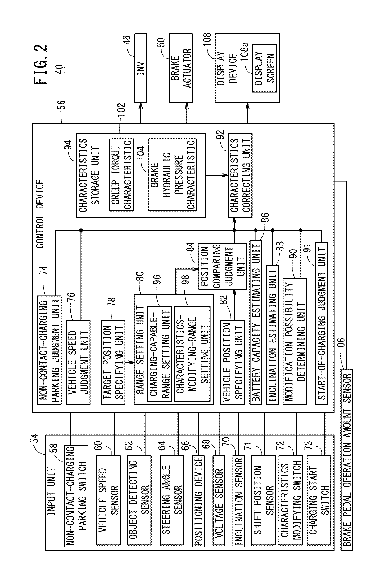 Vehicle parking control device