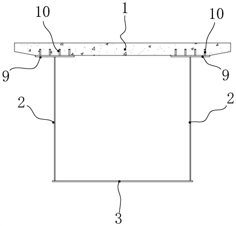 Steel-concrete composite structure continuous box girder and manufacturing method thereof