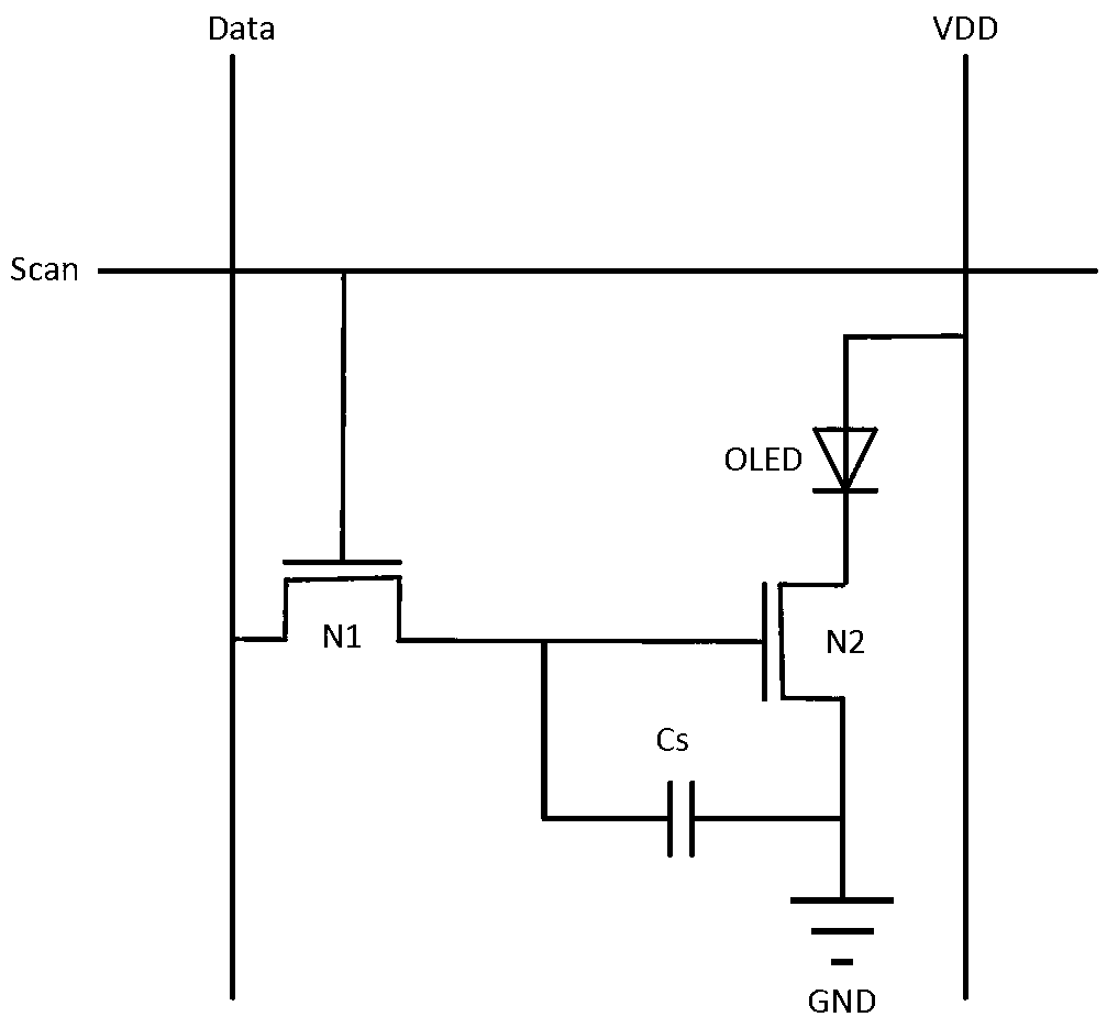 AMOLED drive circuit sharing scanning lines and driving method thereof