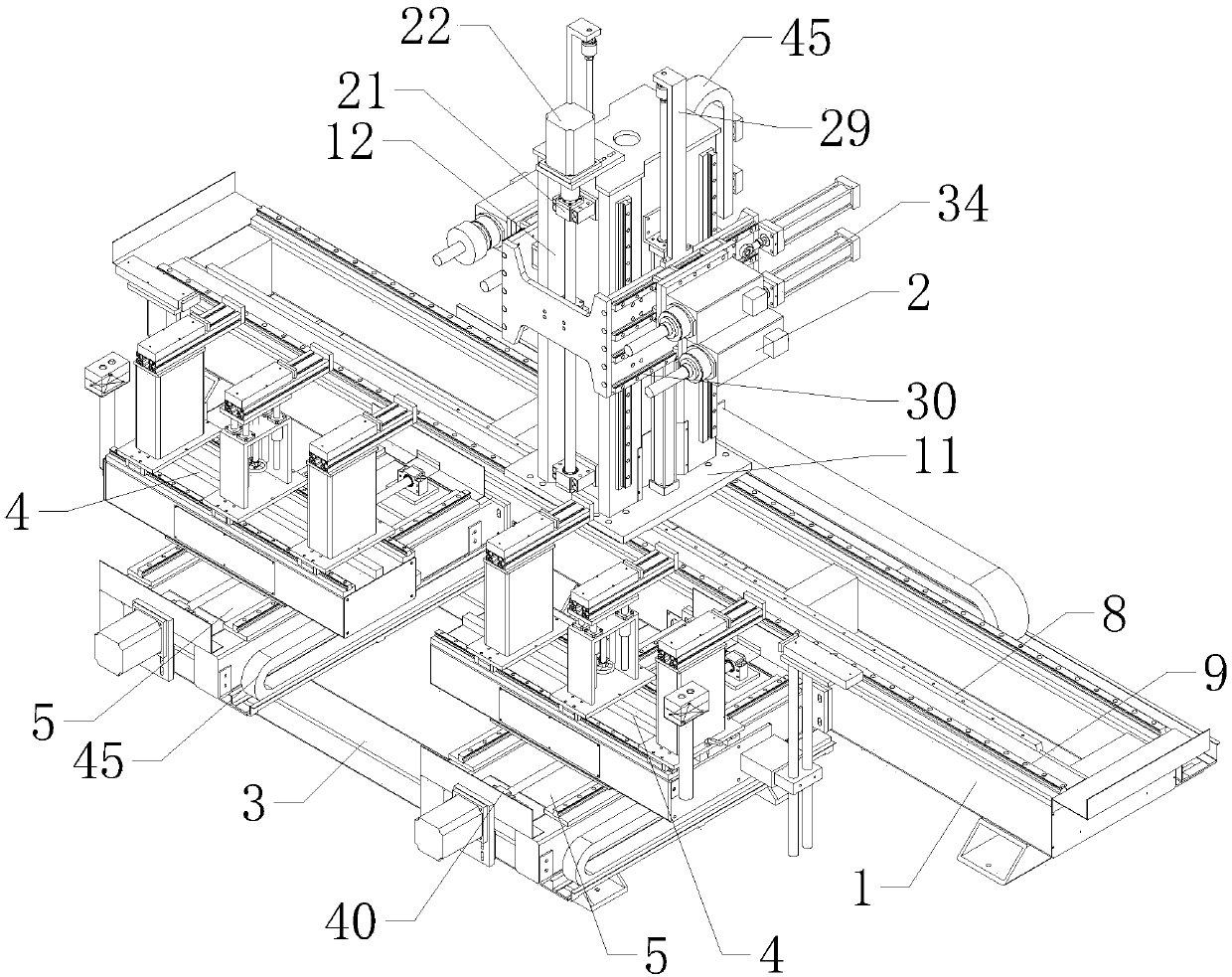 Solid wood four-axis horizontal type processing centre