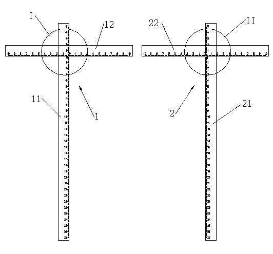 Bend steel bar inner arc radius measuring pair ruler