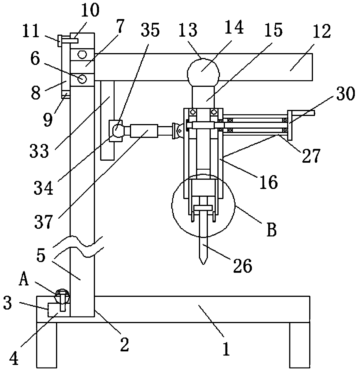 Orthopaedic perforating treatment couch convenient for angle adjustment