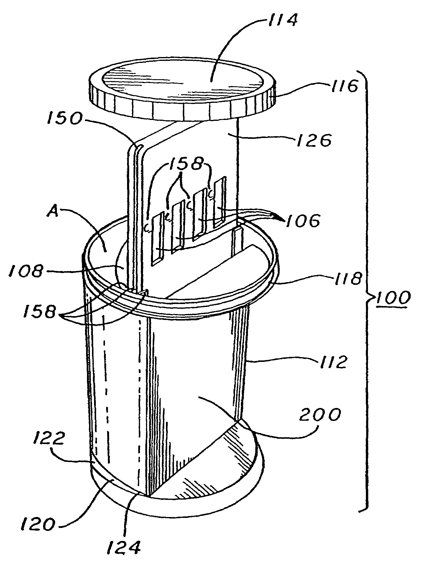 Slide-in cassette for a cup for testing of drugs of abuse