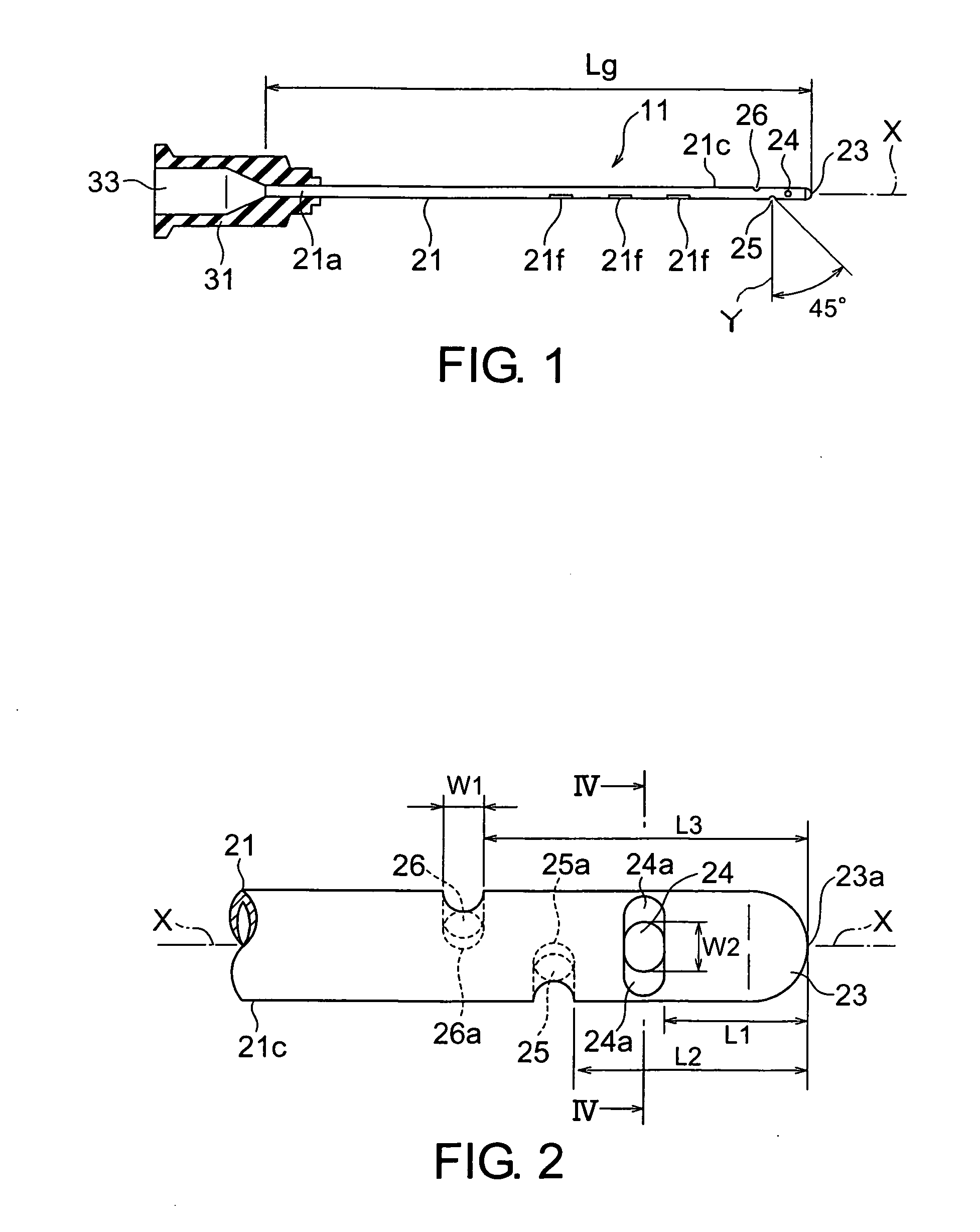 Liquid injection needle element capable of jetting a liquid in a predetermined angle range and method of producing the same