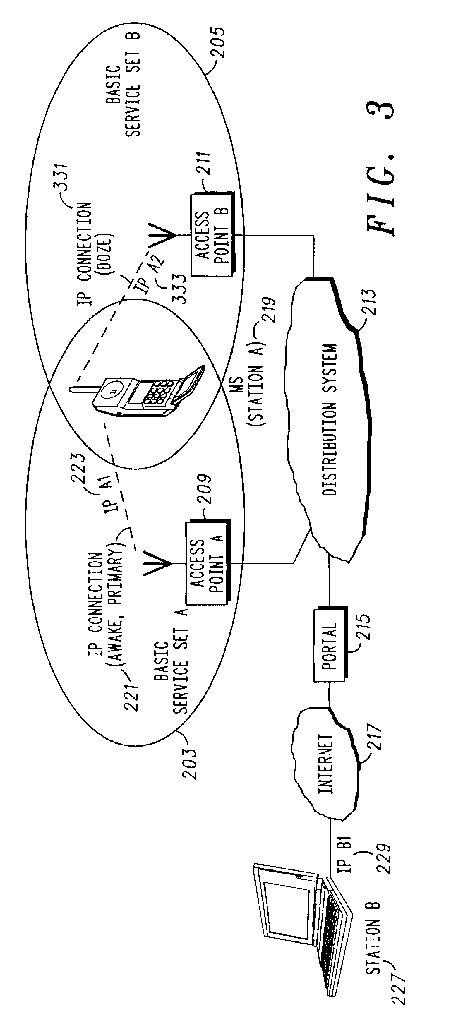 Method and apparatus for effecting a handoff between two IP connections for time critical communications