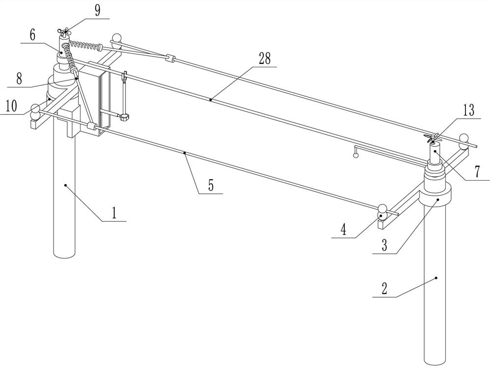 Anti-bird-falling device arranged on easy-bird-falling line