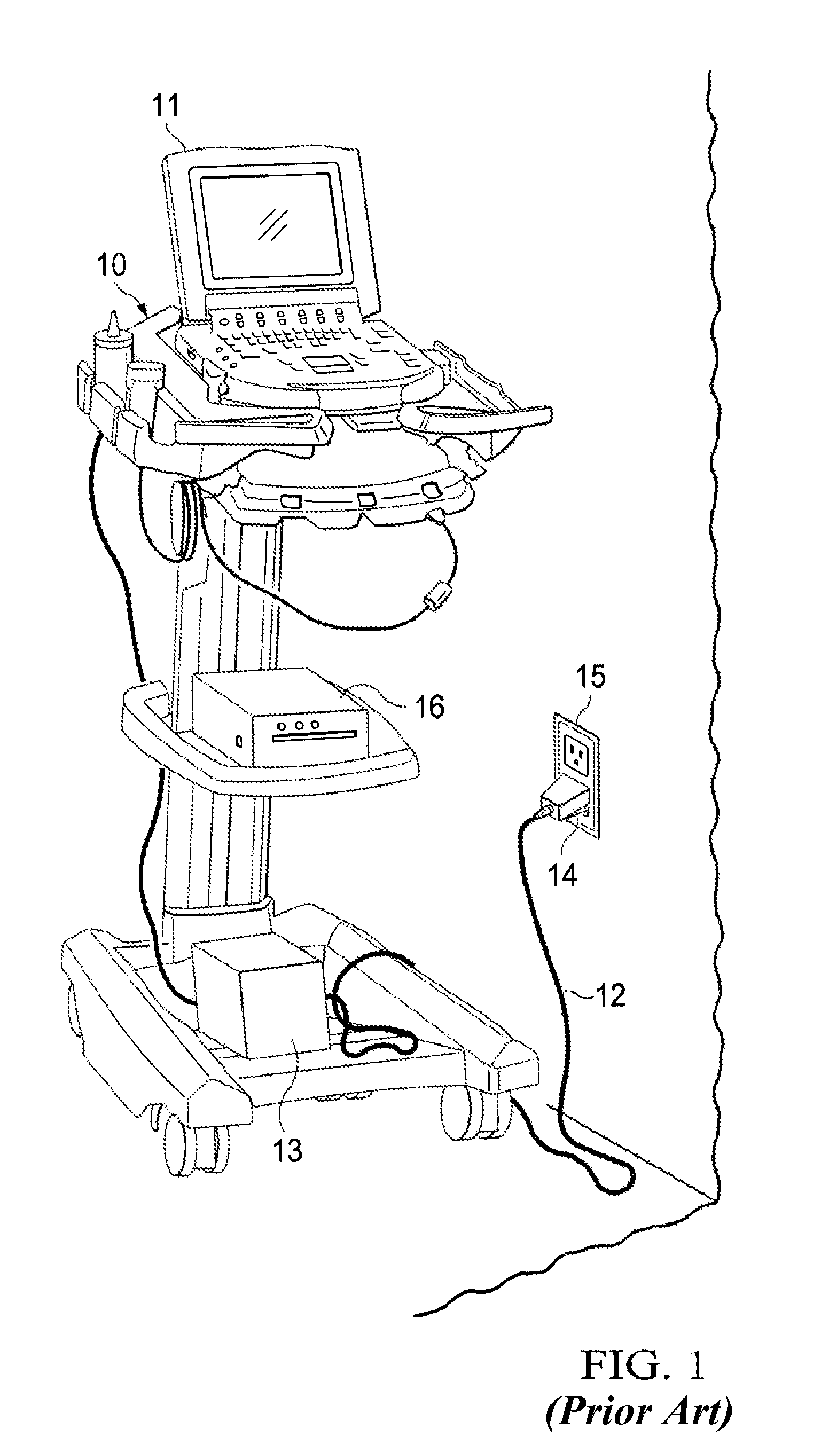 Charging station for cordless ultrasound cart