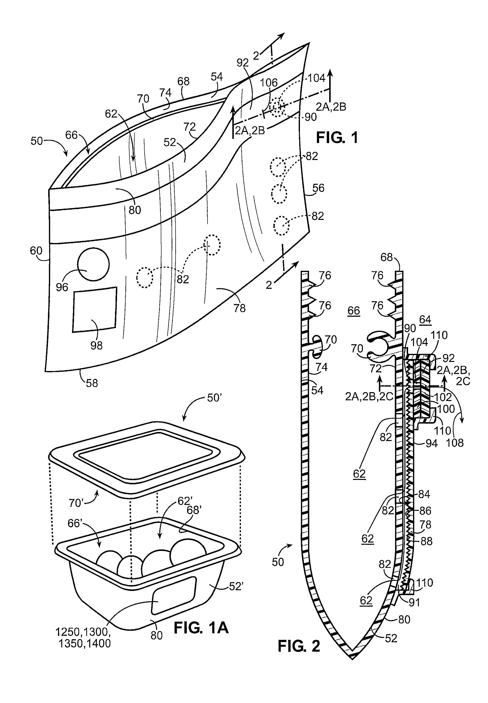 Evacuable container and evacuation strip therefor