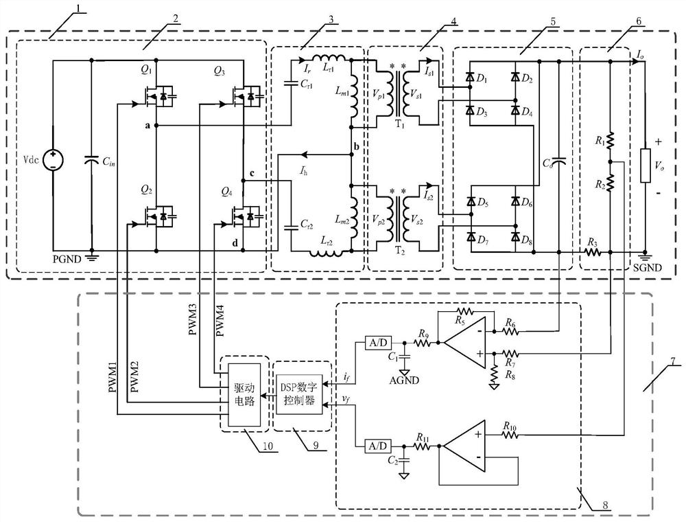 Hybrid LLC resonant converter topological structure based on working mode switching and control method