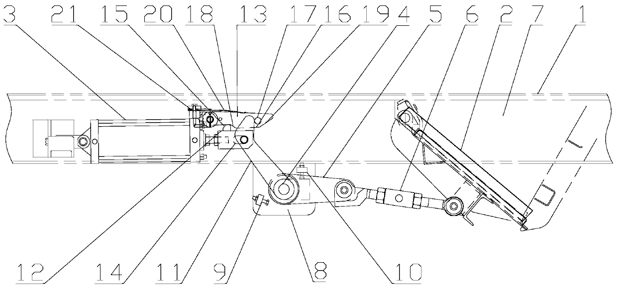 Single-open pressing rod type bottom door opening and closing mechanism and hopper car