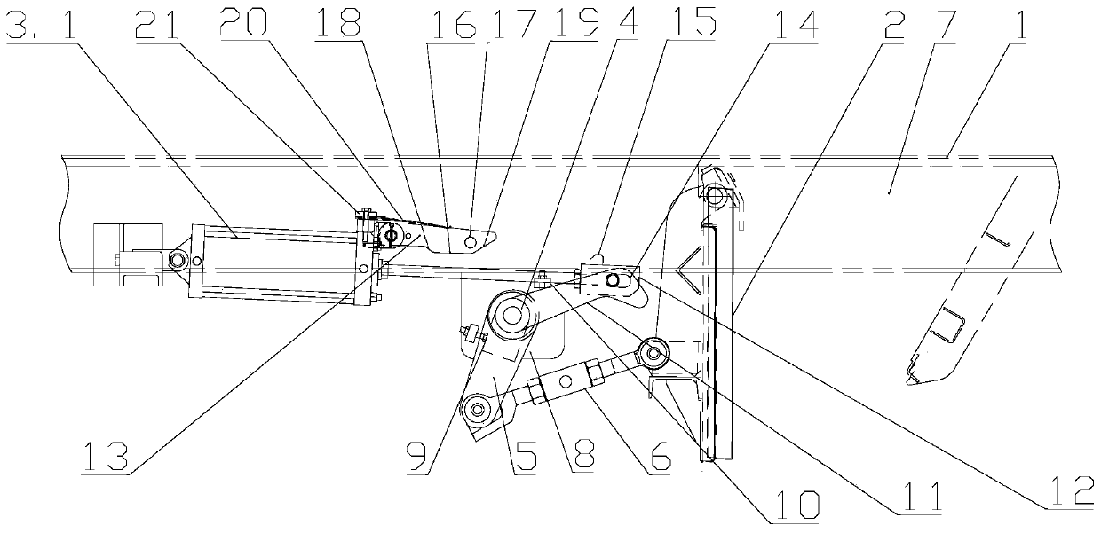 Single-open pressing rod type bottom door opening and closing mechanism and hopper car