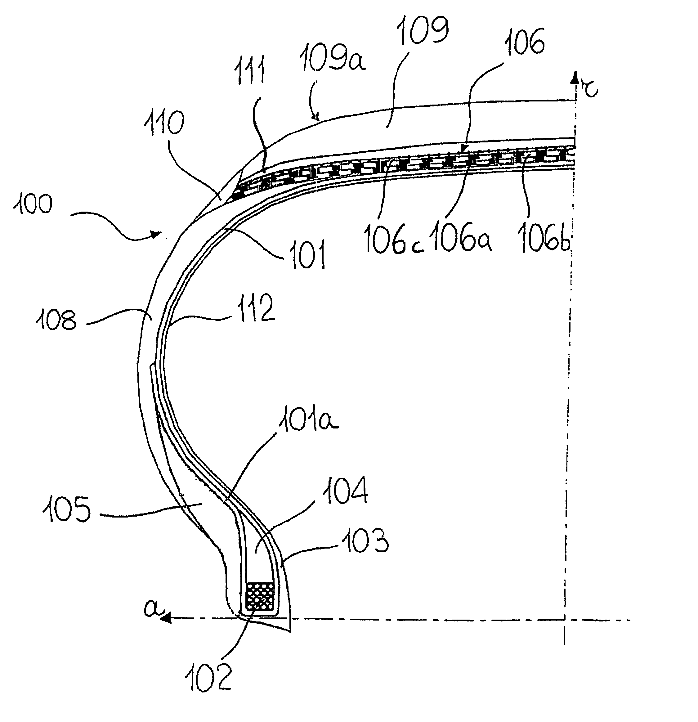 Tire and Crosslinkable Elastomeric Composition