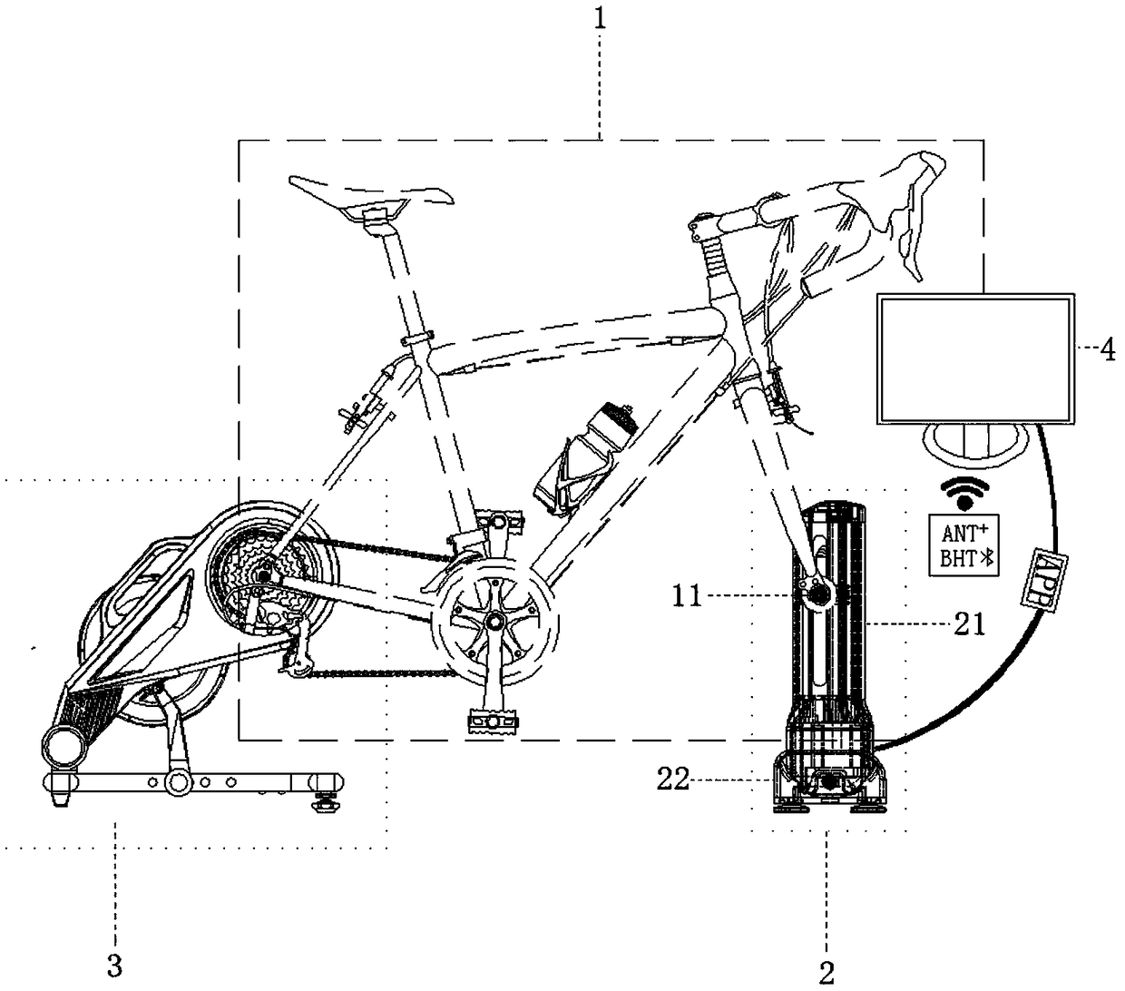 Training platform for simulating bicycle climbing and descending slopes