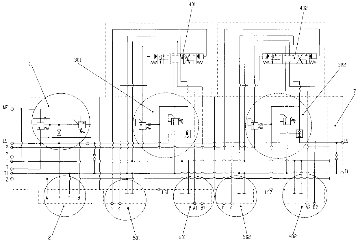 Modularized load-sensitive electric-hydraulic proportional multiway valve