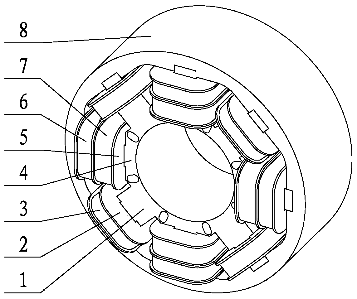 Stator of electric motor with pole-changing arc length and phase-shifting