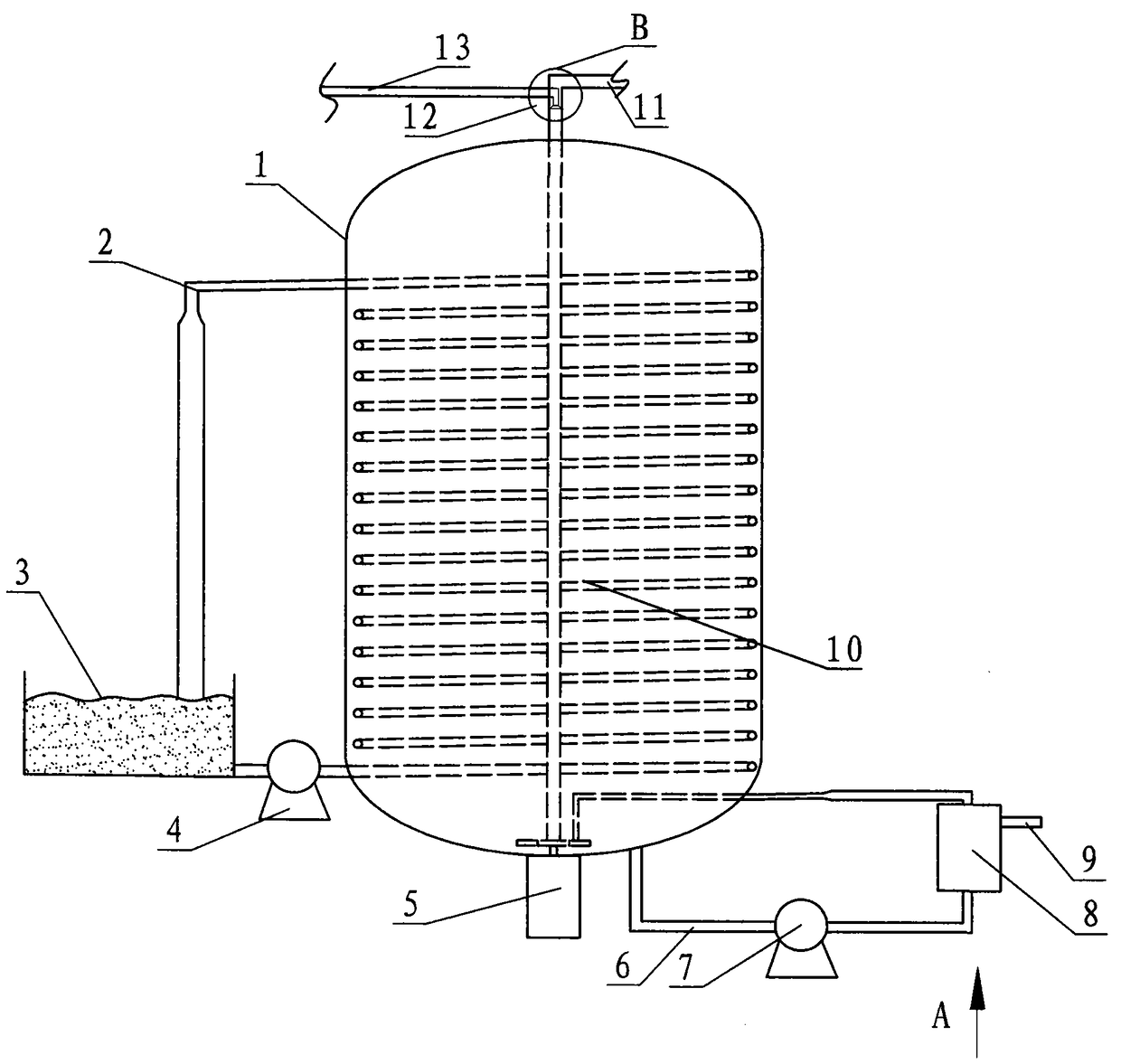 A high-efficiency continuous membrane screening self-priming liquid vinegar fermentation equipment and process