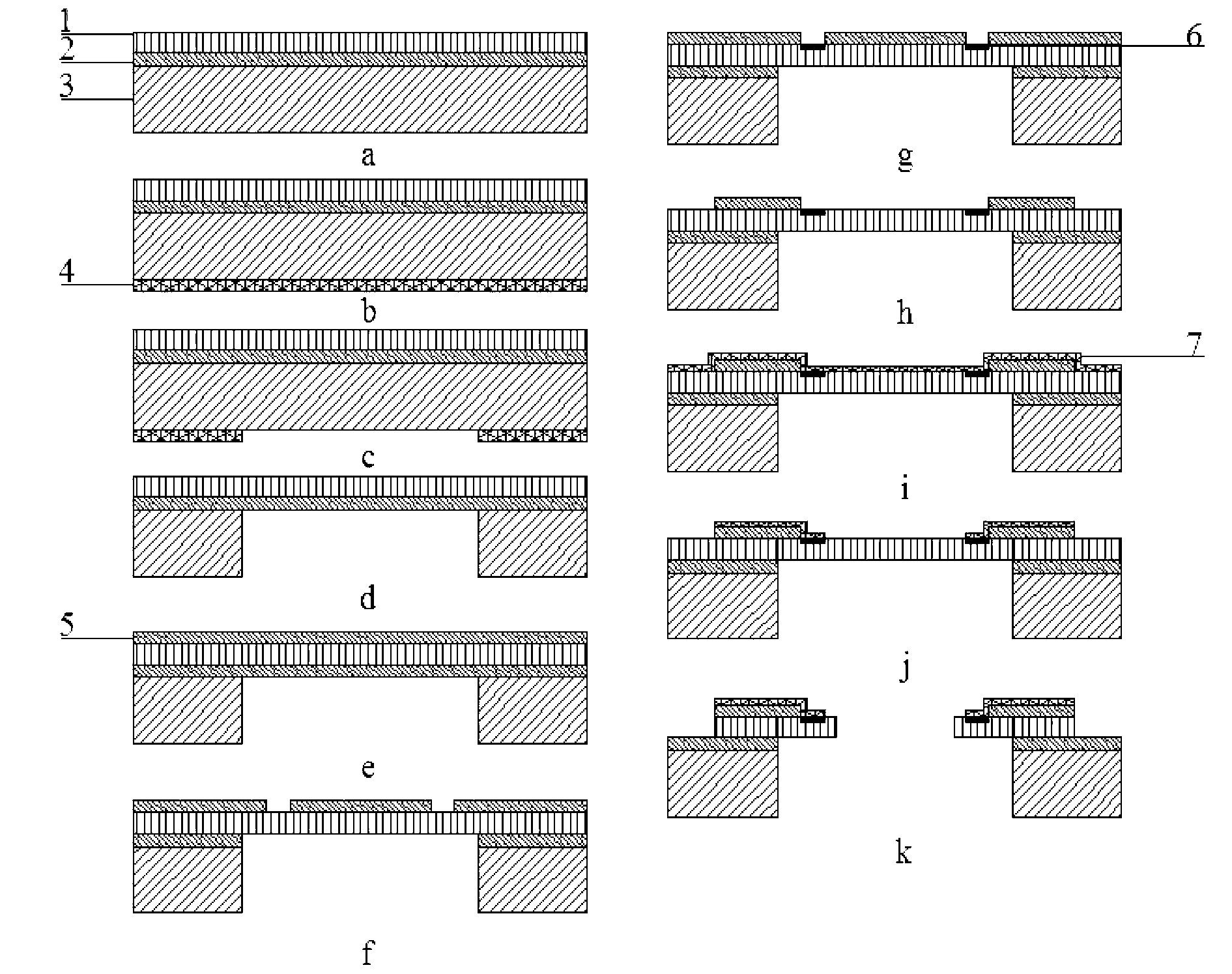 Method for processing suspended silicon thermistor