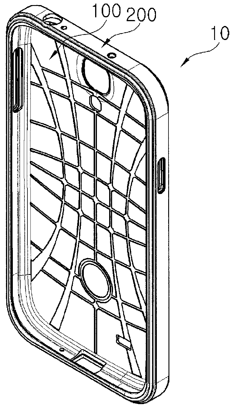 Case having a shock absorbing structure for electronic devices