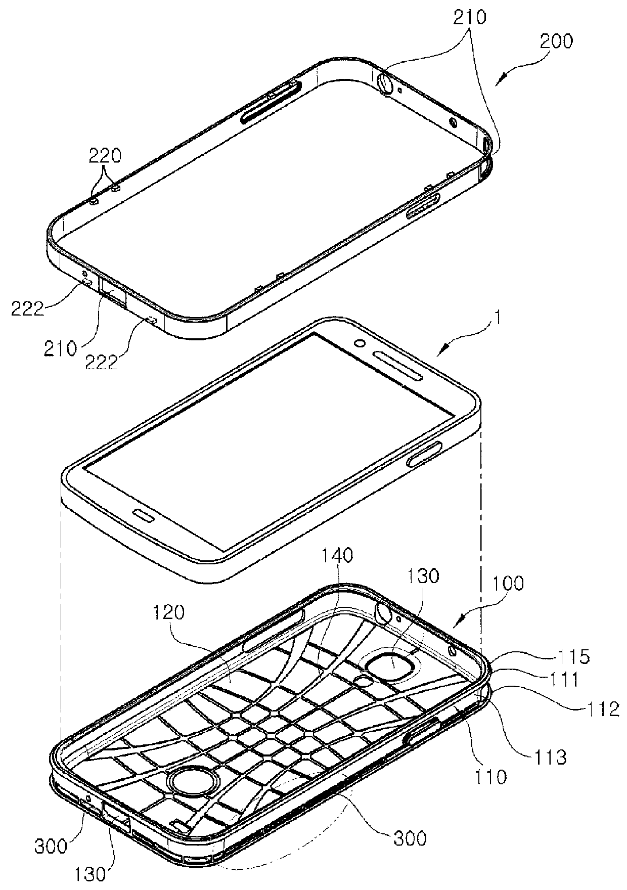 Case having a shock absorbing structure for electronic devices