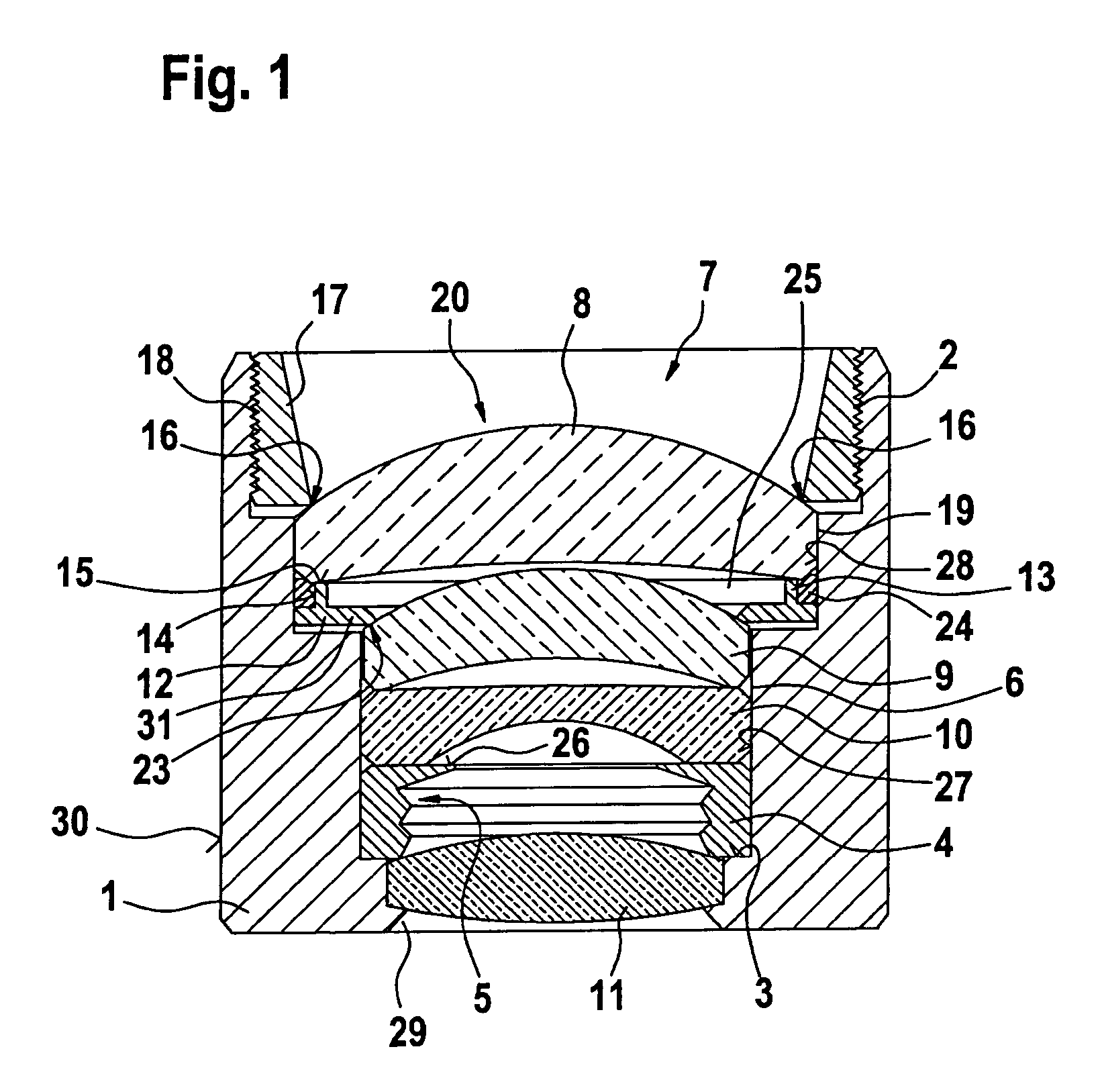 Compound lens having a sealing configuration suitable for motor vehicles