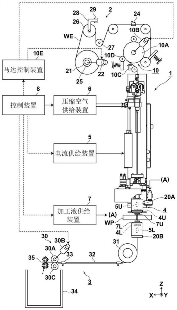 Wire electrical discharge machining device