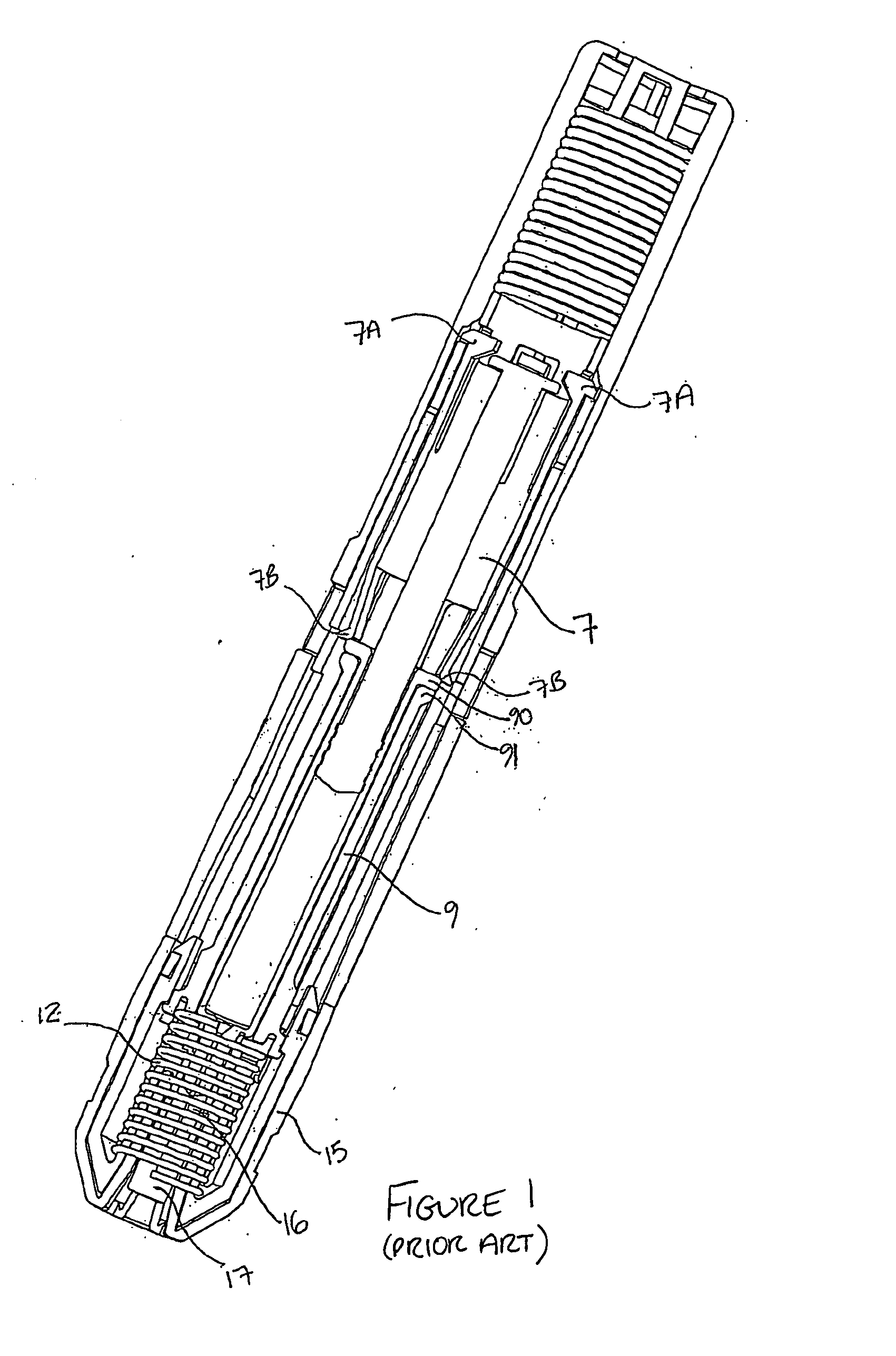 Improved autoinjector supporting the syringe at the front