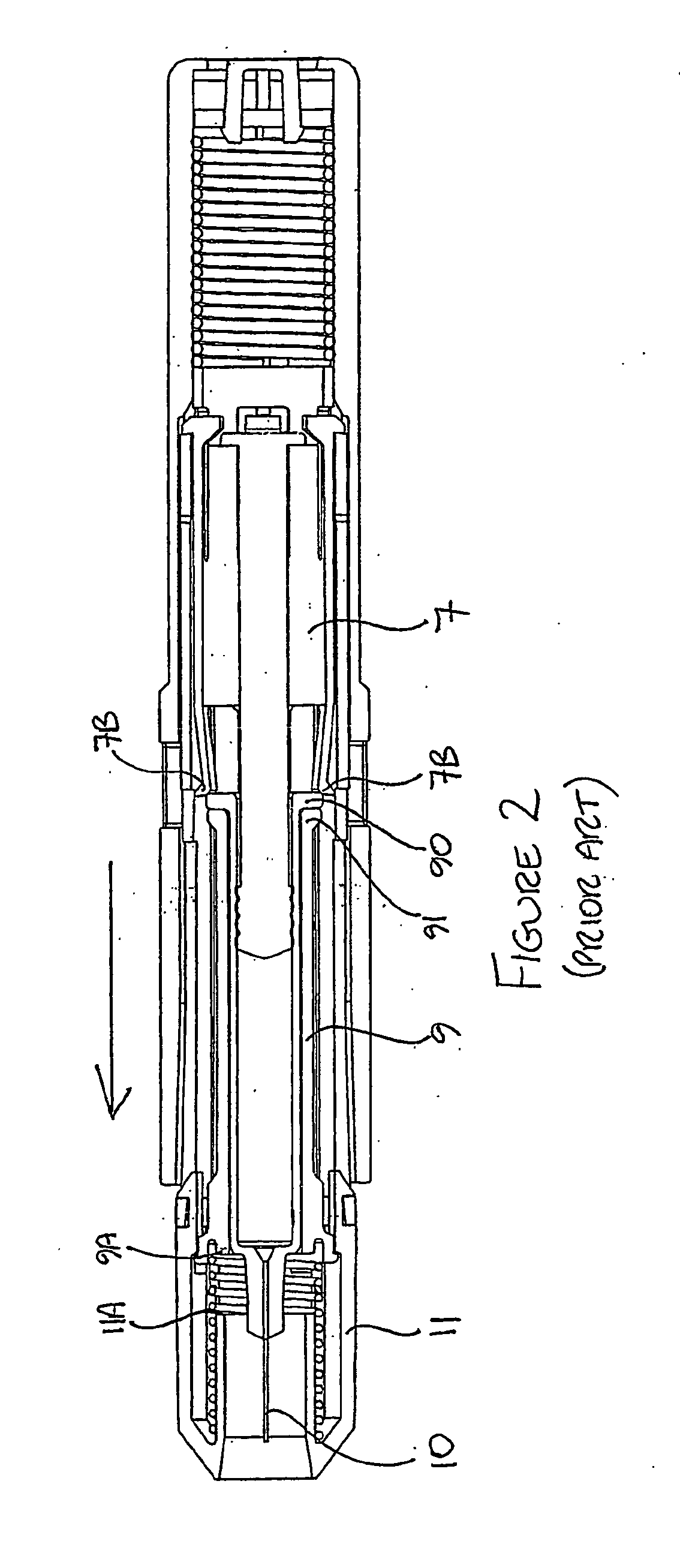 Improved autoinjector supporting the syringe at the front