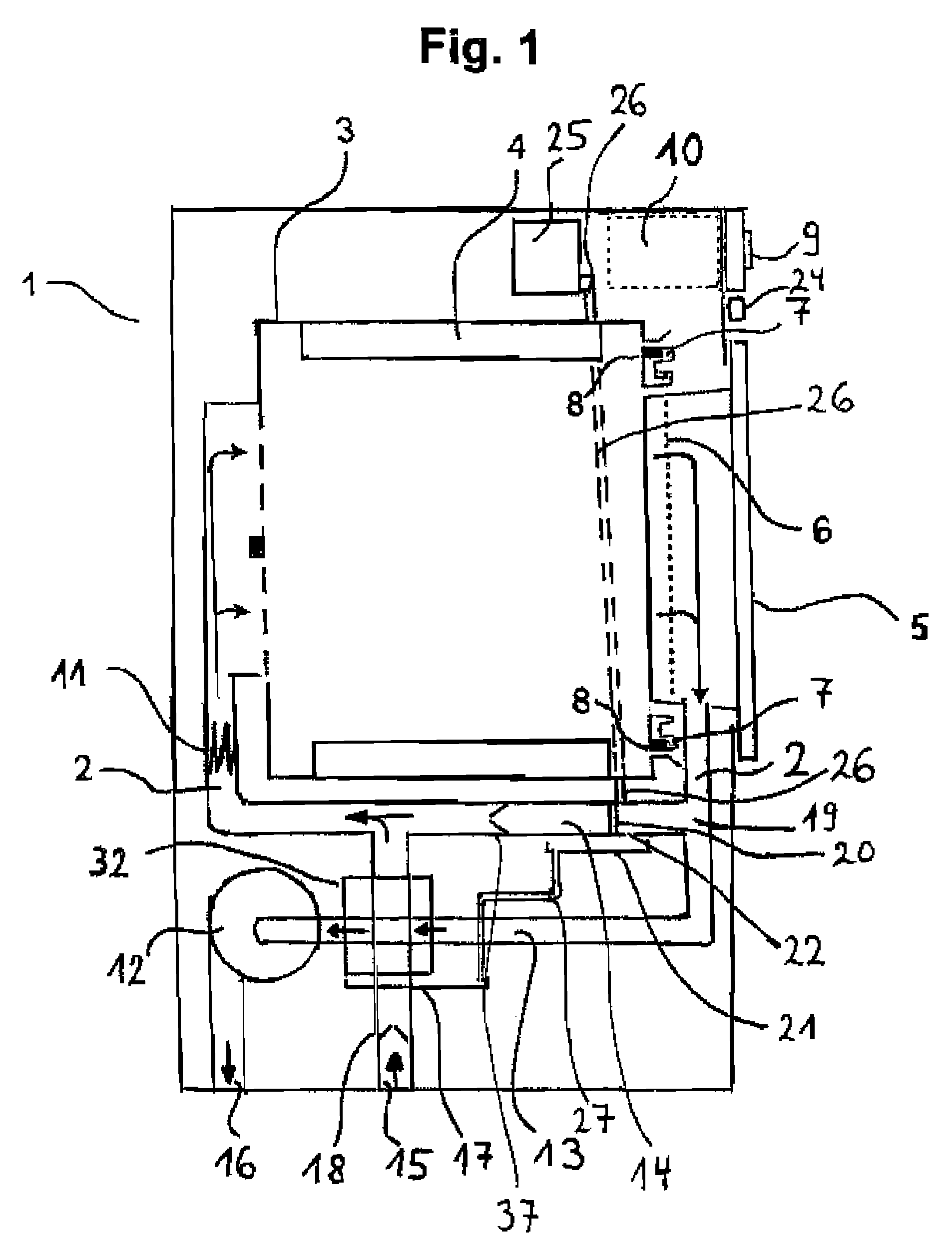 Dryer with recirculated air proportion and method for its operation