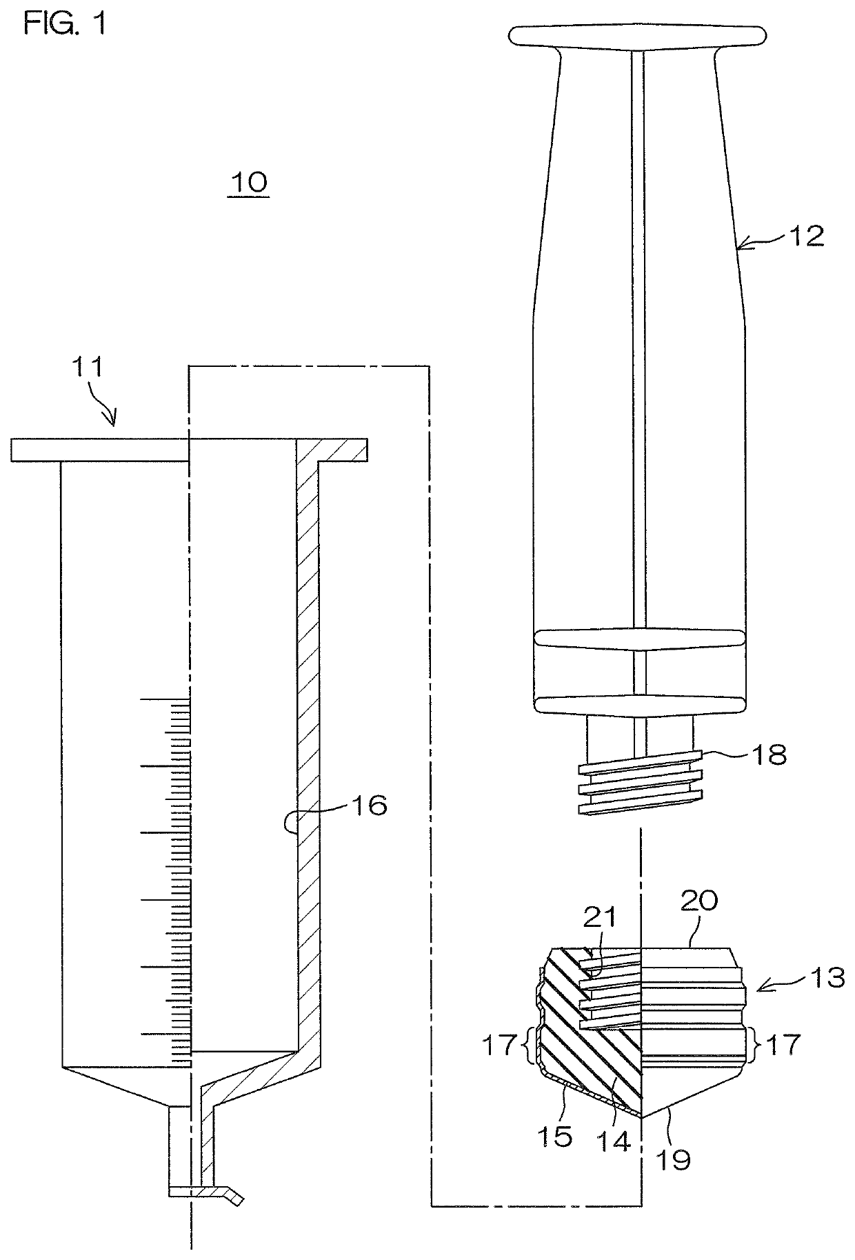 Medical syringe, gasket used for syringe and method for producing same