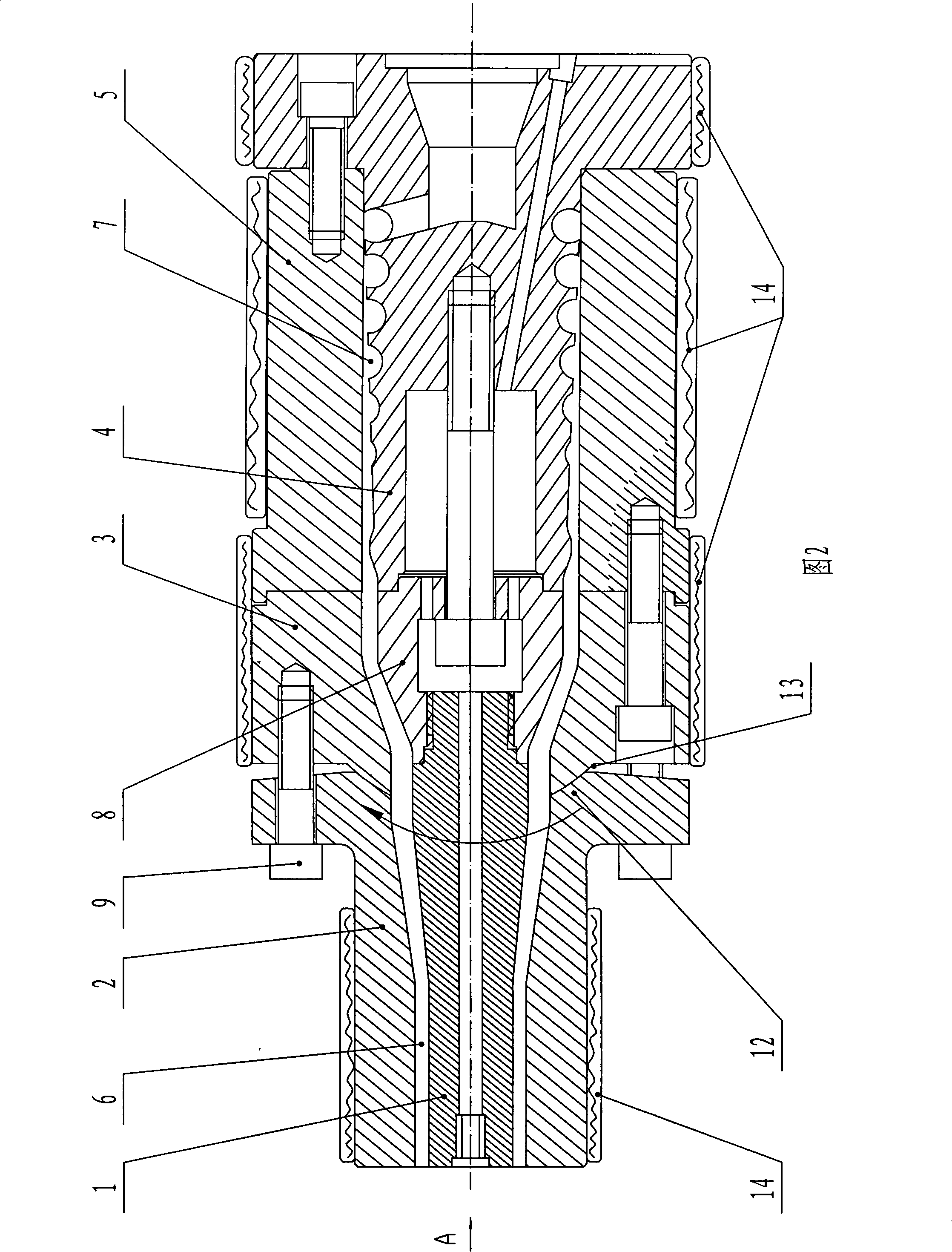 Extrusion mould head for plastic tube