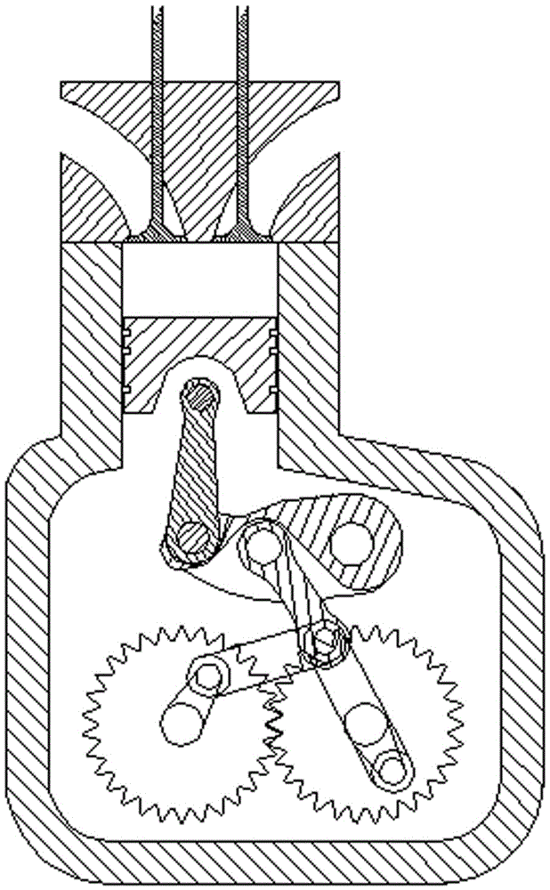 Double-crankshaft four-stroke engine