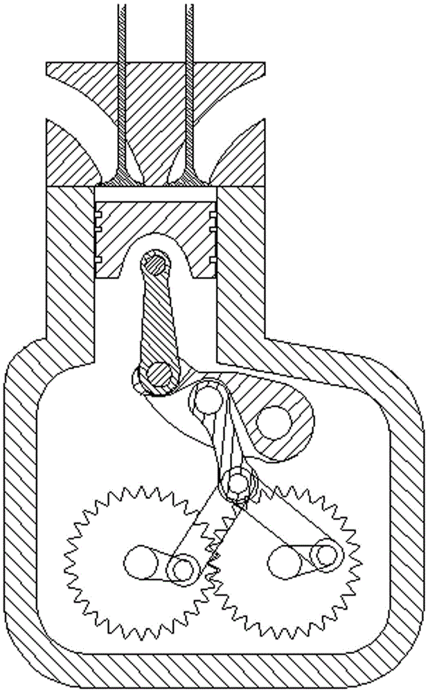 Double-crankshaft four-stroke engine