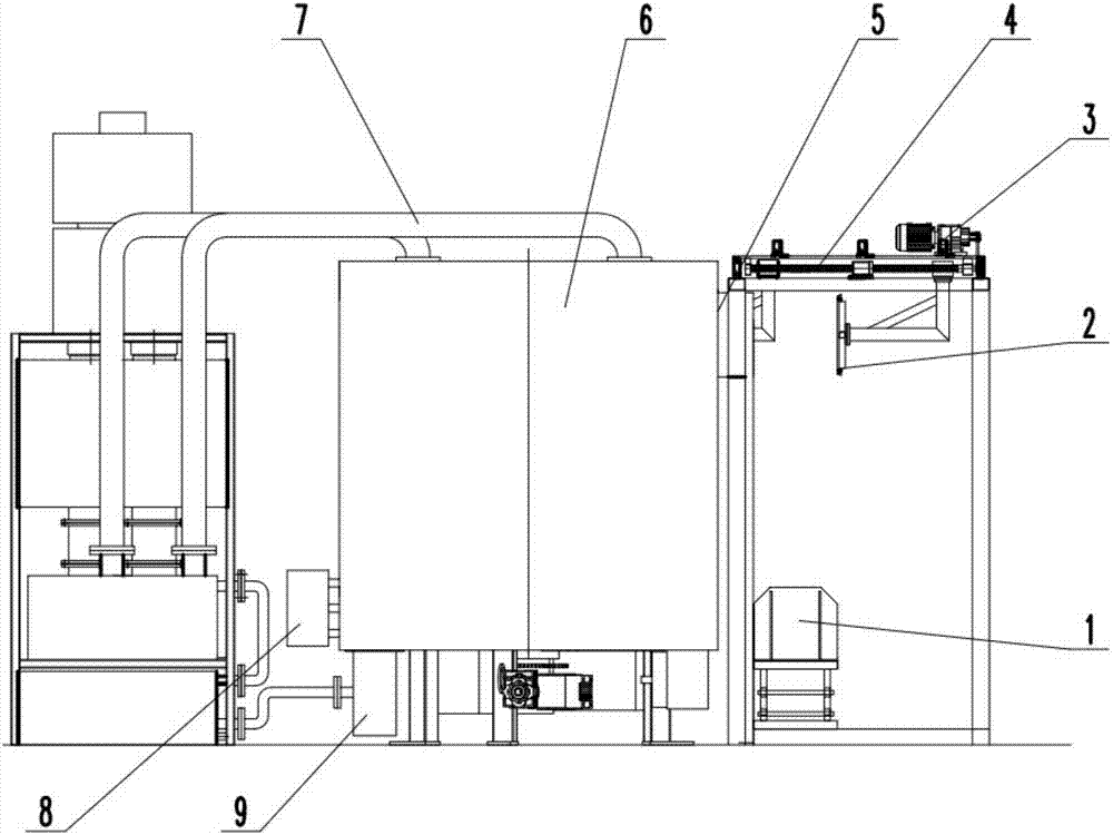 Magnetizing and cracking device with tail gas treatment device