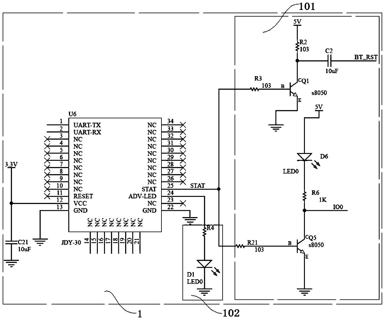 Bluetooth development board based on Arduino + WIFI and system thereof