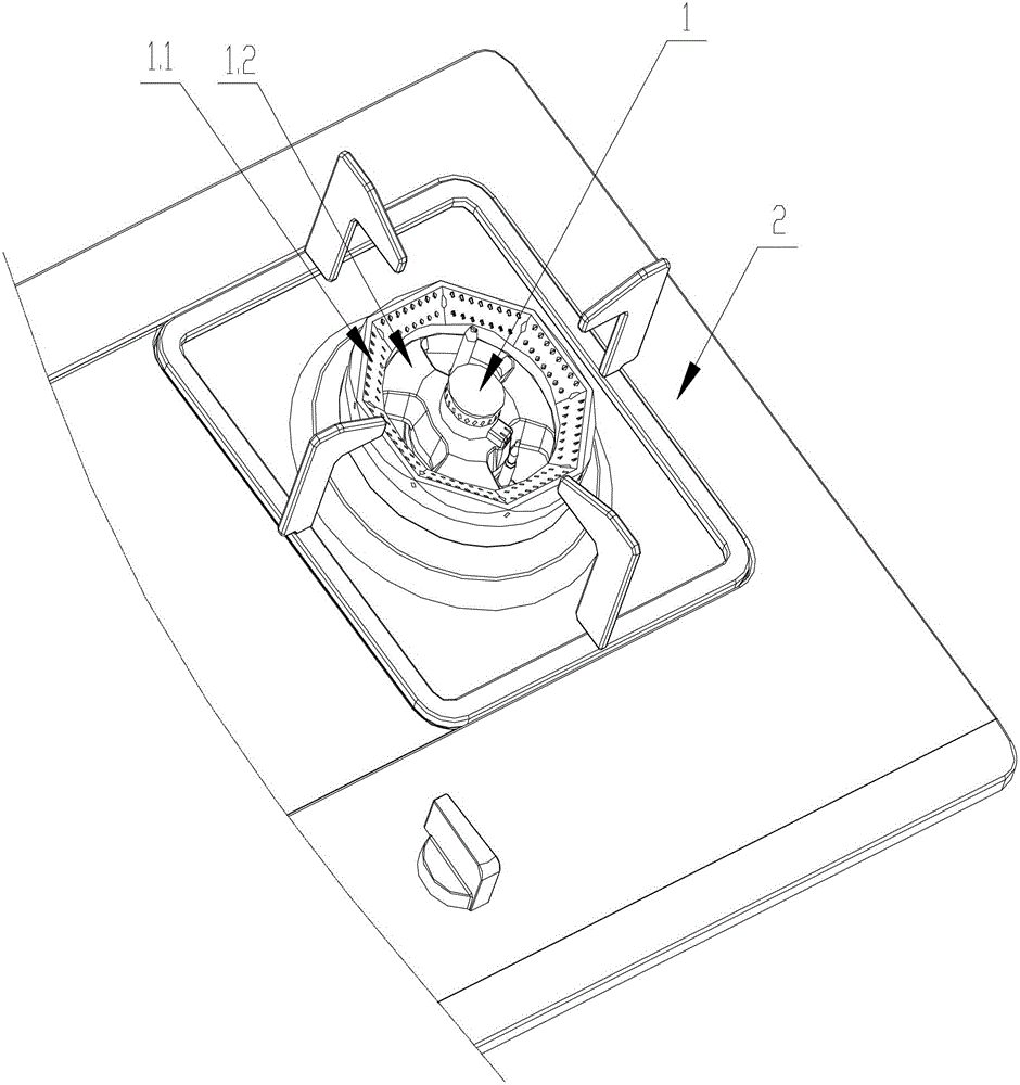 Gas cooker with array parallel flame internal flame burners